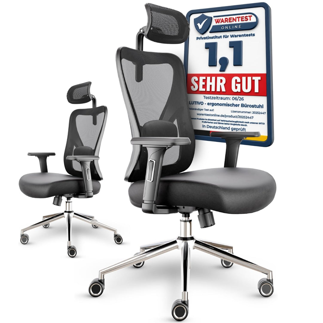 LUTIVO Alpha Bürostuhl ergonomisch [ORIGINAL] Schreibtischstuhl ergonomisch mit 11 Komfort-Einstellu