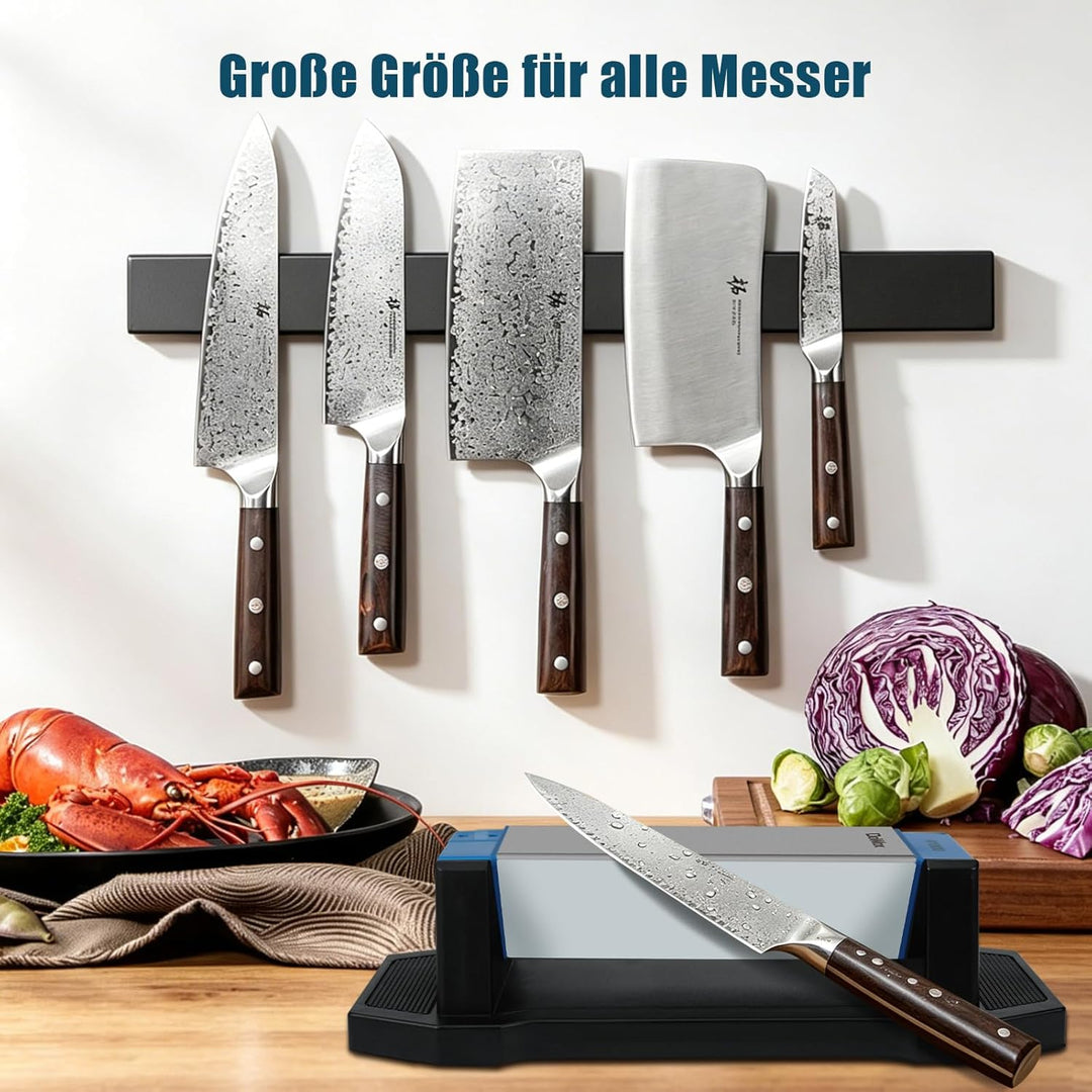 Dreiseitiger Diamant-Schleifstein Gross, 360/600/1000 Korn mit Honing Guide, Winkel Guide und Leders
