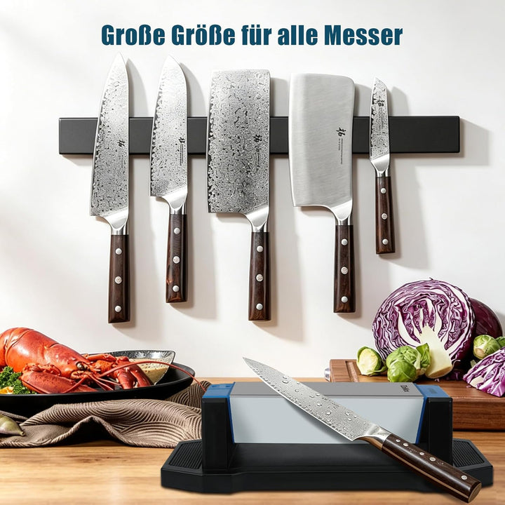 Dreiseitiger Diamant-Schleifstein Gross, 360/600/1000 Korn mit Honing Guide, Winkel Guide und Leders