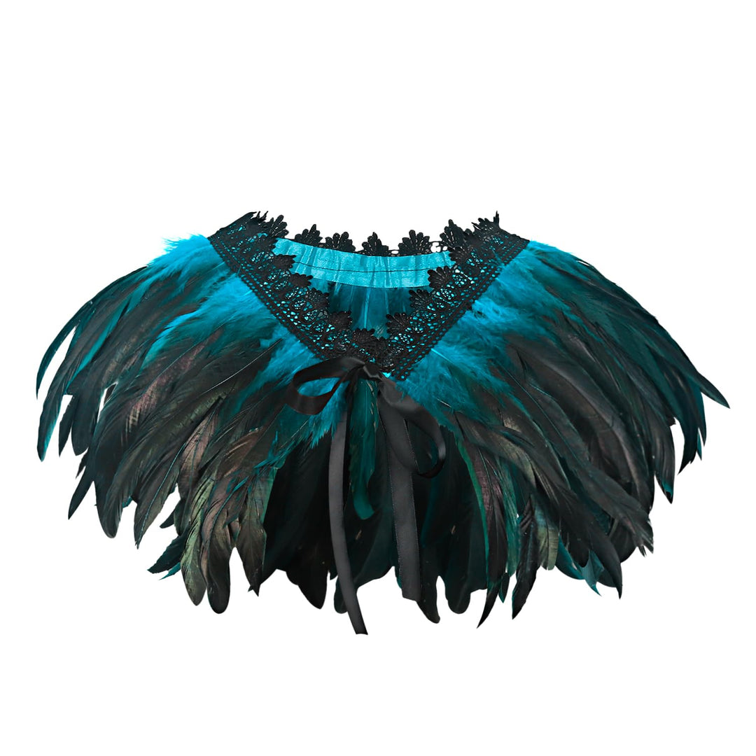 keland Damen Natural Feather Feather Schal Halloween Shrug Schwarz Poncho Kragen Blau, Blau