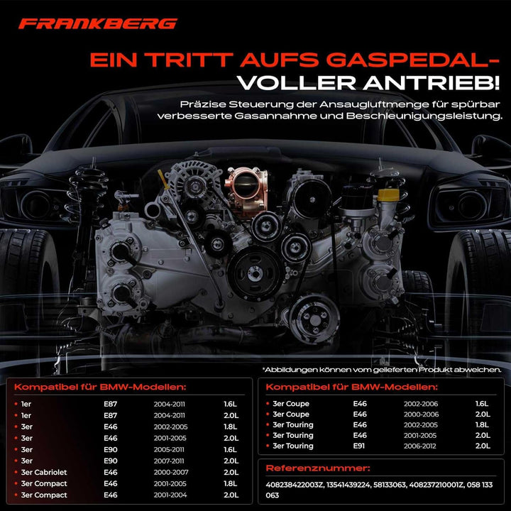 Frankberg Drosselklappenstutzen 6-Polig Kompatibel mit 3er E90 316 318 1.6L 2.0L 2005-2011 3er Touri