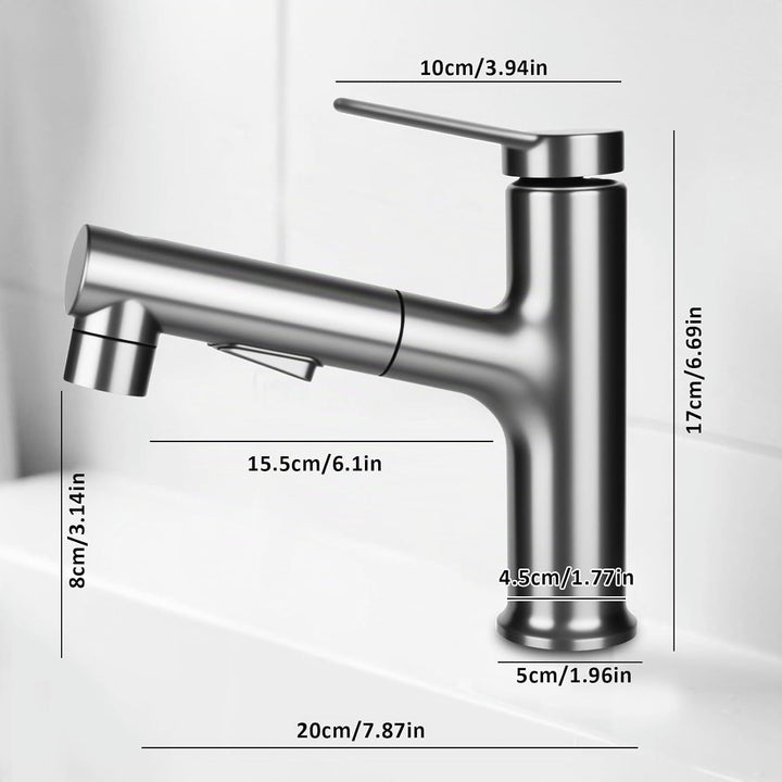 Wasserhahn Bad mit Ausziehbar Brause, Hochdruck Waschtischarmatur Einhebelmischer Mischbatterie mit