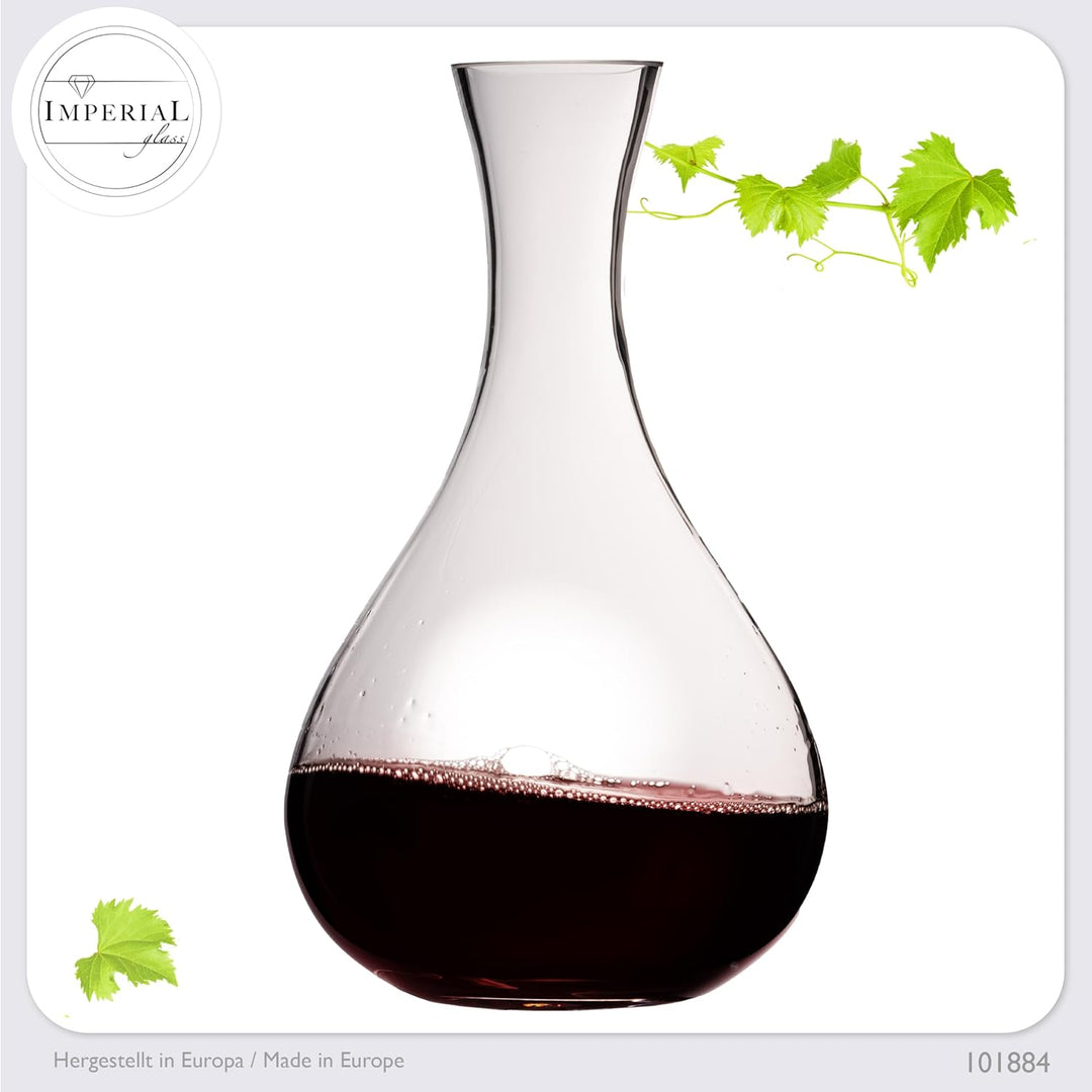 IMPERIAL Bauchiger Dekanter 1900ml Weinkaraffe aus Crystalline Glas 'Havanna' Weindekanter Handgefer