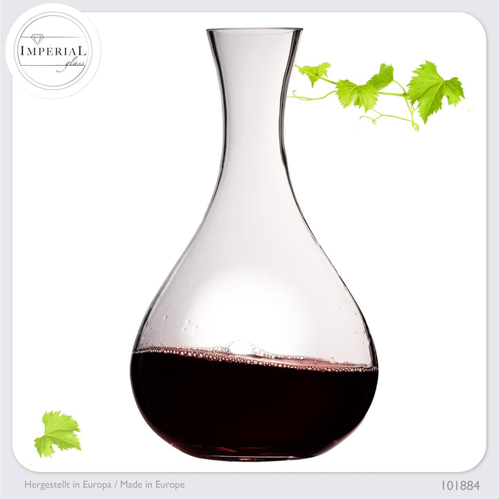 IMPERIAL Bauchiger Dekanter 1900ml Weinkaraffe aus Crystalline Glas 'Havanna' Weindekanter Handgefer
