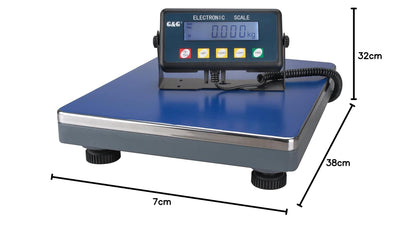 G&G PSE75kg/5g Paketwaage PlattformWaage, robuste 38 × 32 cm Wiegefläche aus Aluminumguss, verstellb