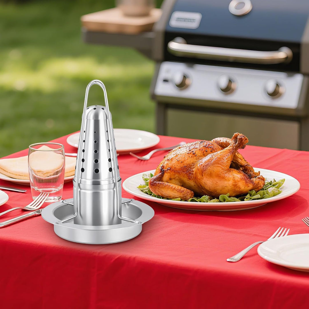 2 Stück Edelstahl Hähnchen Ständer, Bräter Huhn Halterung Vertikal Hähnchen Ständer Grill, Hähncheng