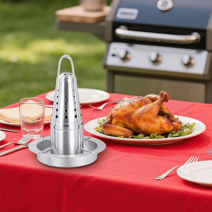 2 Stück Edelstahl Hähnchen Ständer, Bräter Huhn Halterung Vertikal Hähnchen Ständer Grill, Hähncheng