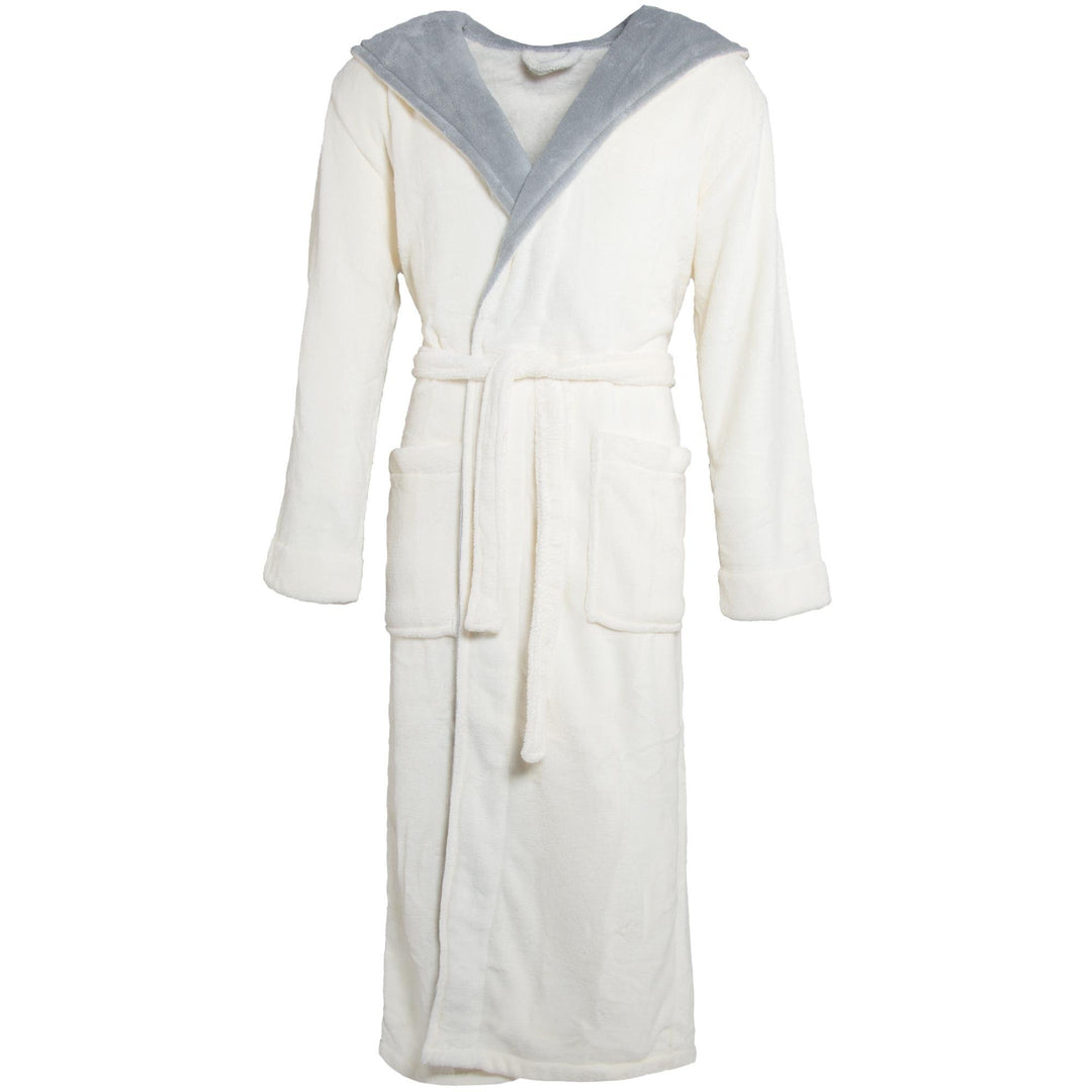 CelinaTex Texas Bademantel Kapuze XL creme weiss grau Mikrofaser Damen Herren Morgenmantel Coral Fle