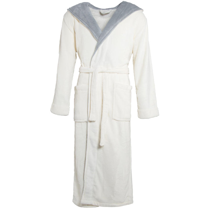 CelinaTex Texas Bademantel Kapuze XL creme weiss grau Mikrofaser Damen Herren Morgenmantel Coral Fle