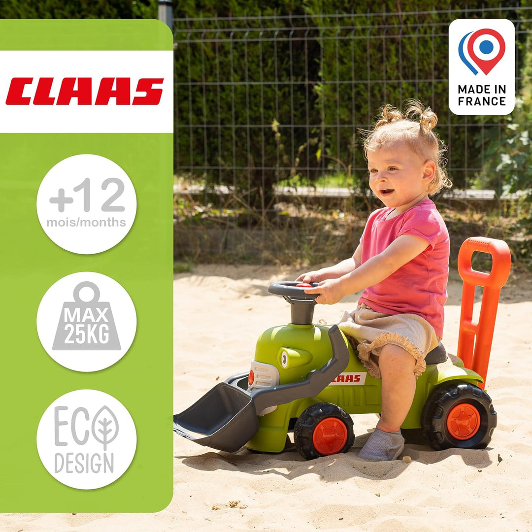 FALK - Vintage Trader Claas - Frontbagger - ab 12 Monaten - 90% recycelter Kunststoff - Hupe 912D, g