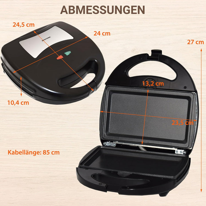 Syntrox Germany Flat Grill Maker flache Grillplatten Chefmaker SM-1300W Flat Grill mit herausnehmbar