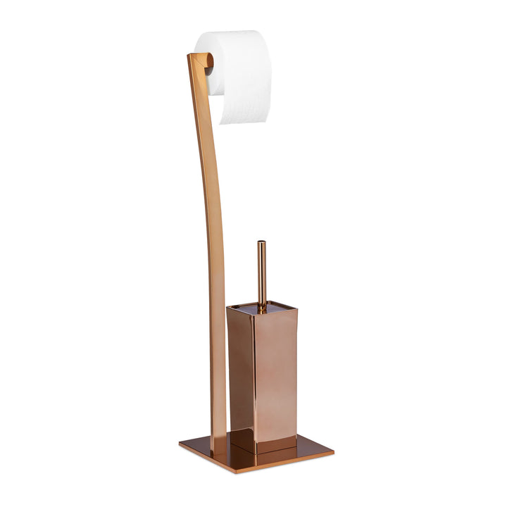 Relaxdays Stand WC Garnitur WIMEDO eckig HBT: 71 x 20 x 20 cm Toilettenbürstenhalter aus Edelstahl m
