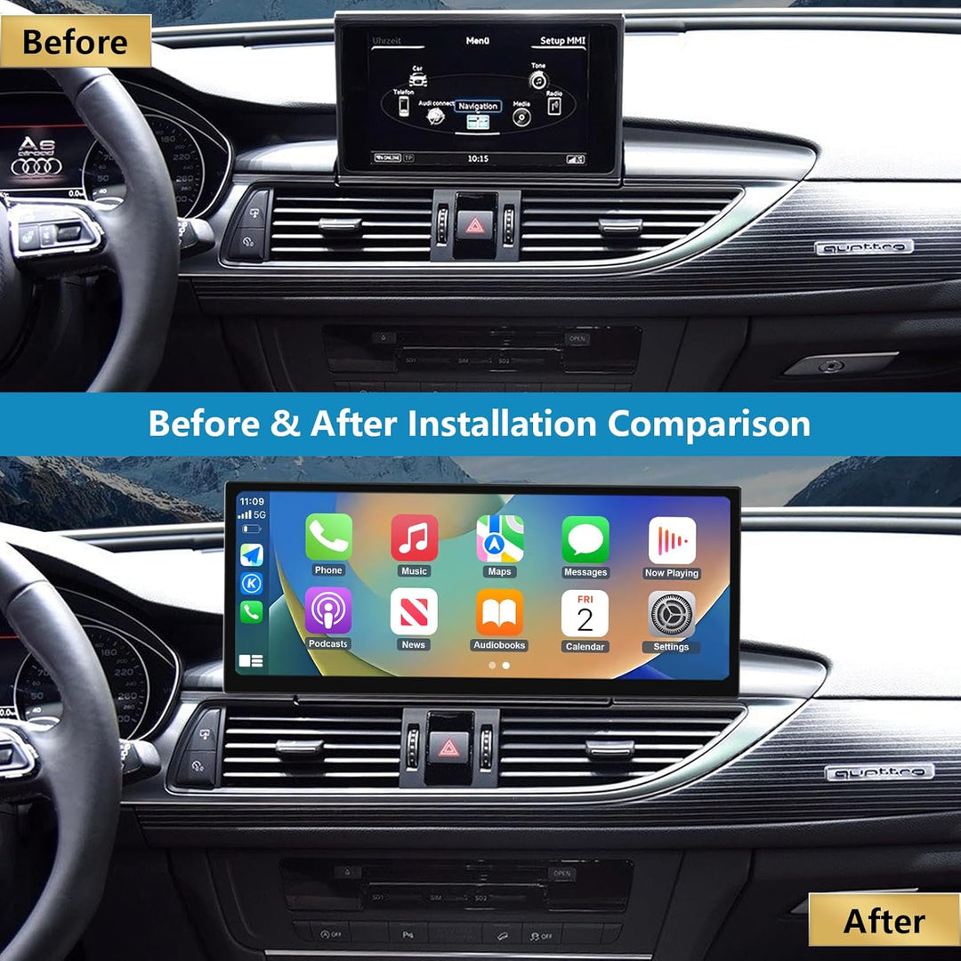 Autoradio 12,3 Zoll Touchscreen mit kabellosem Carplay & Android Auto für 2011–2018 Audi A6 A7 mit 3