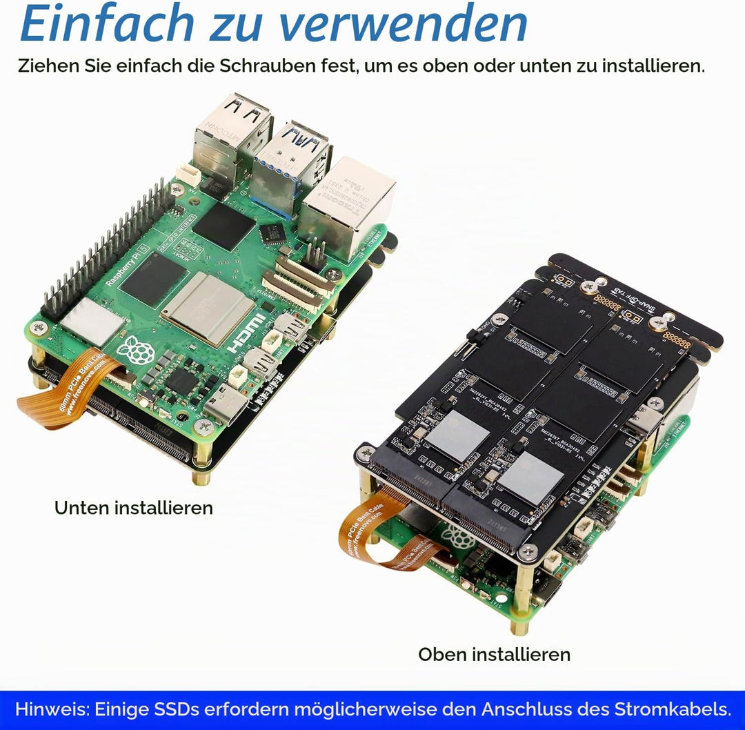 FREENOVE Quad M.2 NVMe SSD HAT for Raspberry Pi 5, M.2 Adapter AI HAT 4 Slots NAS RAID Kit, Solid St