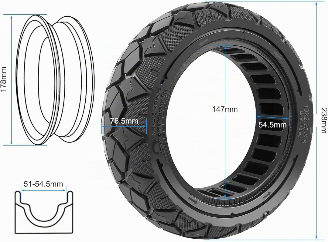10x2,75-6,5 Vollreifen 10x2,70-6,5 Solide Reifen für Hitway H5/HB24/Hiboy Max3/Speedway 5/KuKirin G3