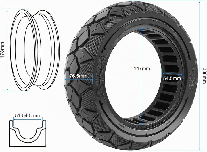 10x2,75-6,5 Vollreifen 10x2,70-6,5 Solide Reifen für Hitway H5/HB24/Hiboy Max3/Speedway 5/KuKirin G3