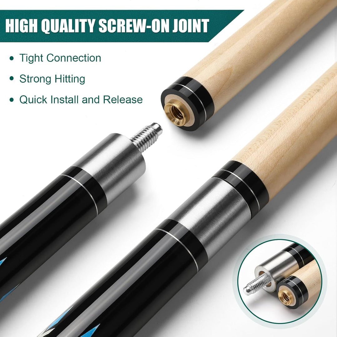 Billard Queue, 58'' 20oz Pool Queue mit PU Leather Tasche, Kanadischer Ahorn Pool Cue 13mm Spitzen f