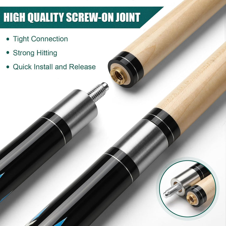 Billard Queue, 58'' 20oz Pool Queue mit PU Leather Tasche, Kanadischer Ahorn Pool Cue 13mm Spitzen f
