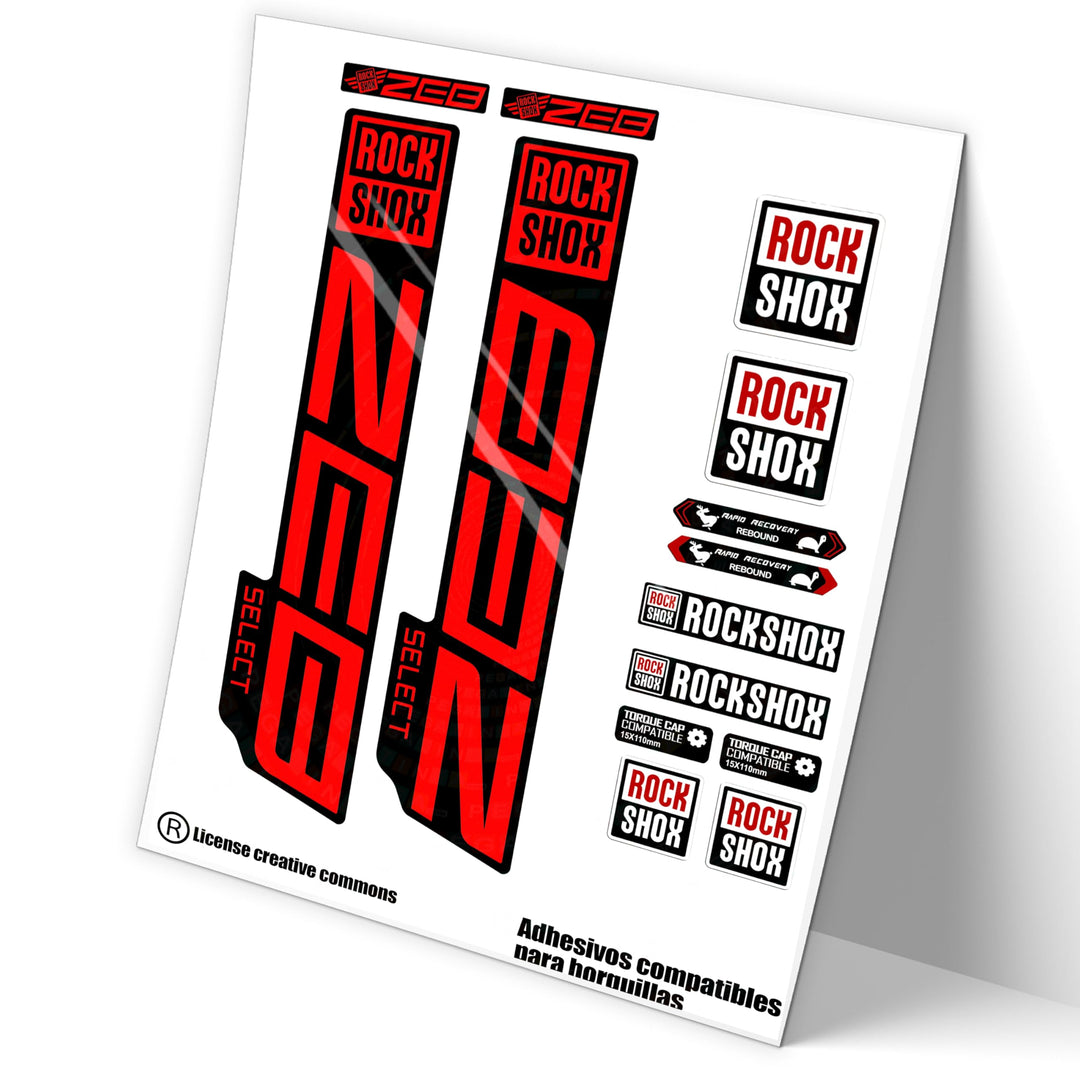 Ref: VP447 Aufkleber, kompatibel mit Rock-Shox ZEB SELECT 2021, 2025 MTB, Sticker, Aufkleber, Mounta