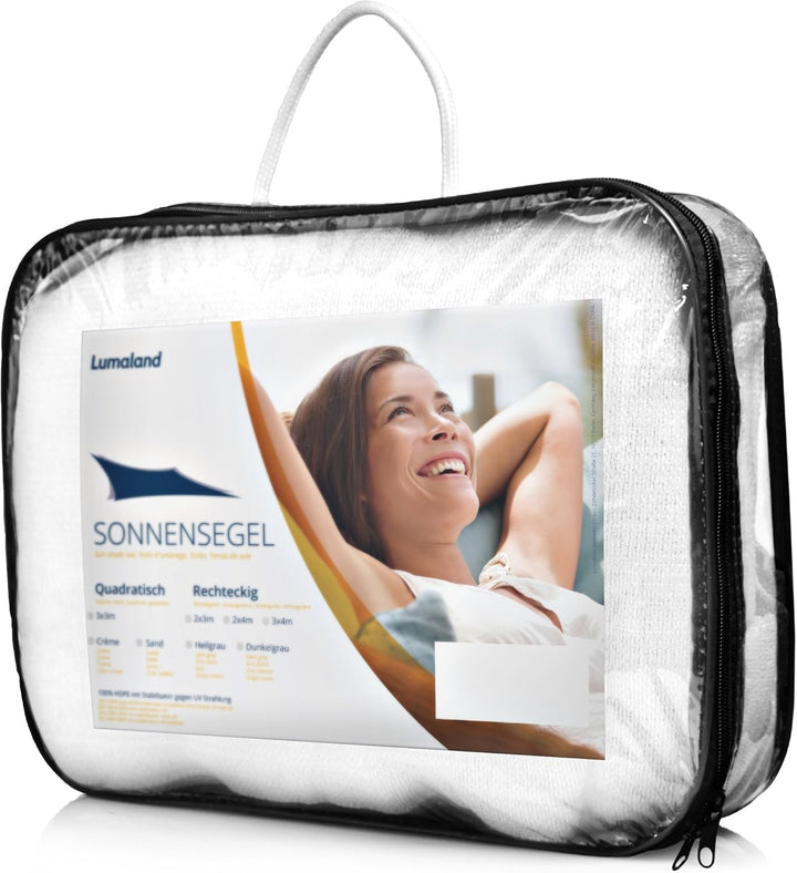 Lumaland Sonnensegel Rechteckig 2 x 4 Meter | Wetterbeständiger Sonnenschutz inkl. Befestigungsseile