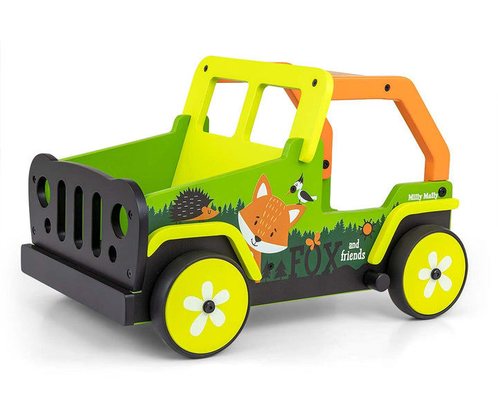 Milly Mally Explorer Kinder Lauflernwagen Holz Baby Push Pull Lauflernhilfe Spielzeug für 1-3 Jahre