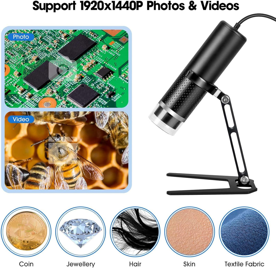 USB Digital Mikroskop Kompatibel mit iOS und Android Geräten, 1920x1440P HD tragbare Mikroskop Kamer