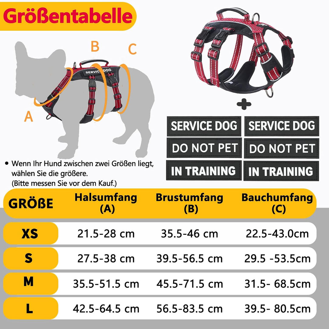 Huntboo Hundegeschirr Kleine Hunde, Sicherheitsgeschirr Hund Ausbruchsicher mit 6 Patches, Service G