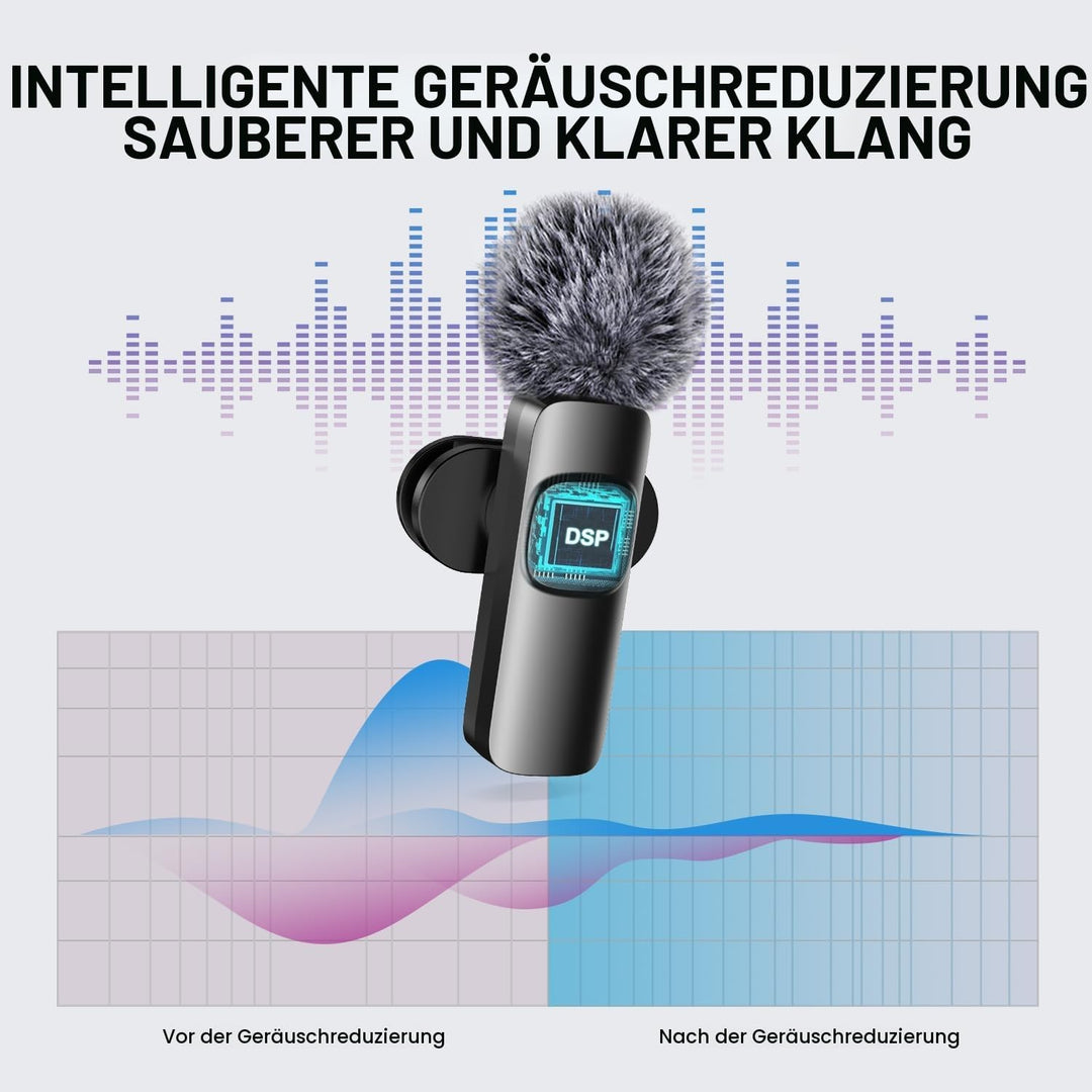 Verbessertes 3-in-1-Kabelloses-Ansteckmikrofon für iPhone/Android/PC – EIN Mini-Mikrofon, geeignet f