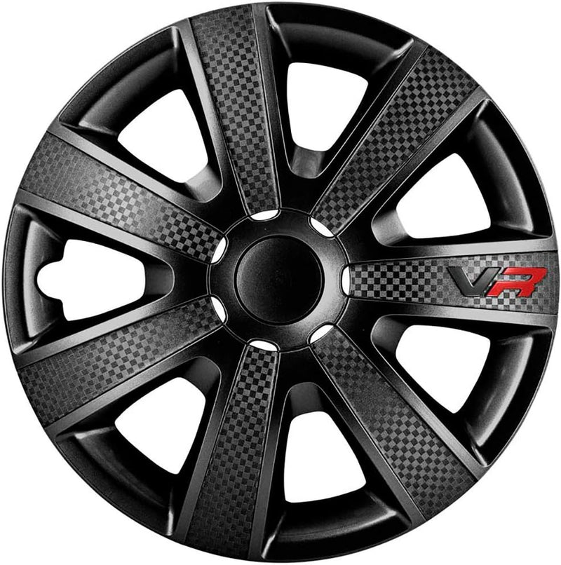 AUTO-STYLE Satz Radzierblenden VR 15-Zoll Schwarz/Karbon-Look/Logo Schwarz/Karbon-Optik/Logo 15-inch