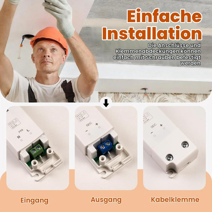illuburg LED Trafo 24V 200W Slim Flackerfrei Geräuschlos für G4 GU5,3 LED Streifen Möbel Verdeckte M