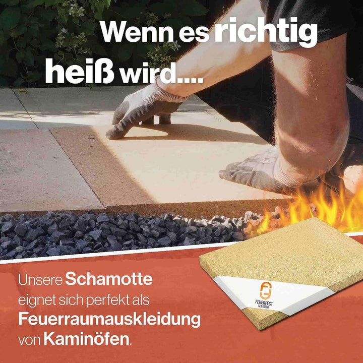 Feuerfest 123 - Schamotteplatten - Für Kaminöfen, Öfen &amp; Grills - Schamottsteine 1.400 °C hitzebestä