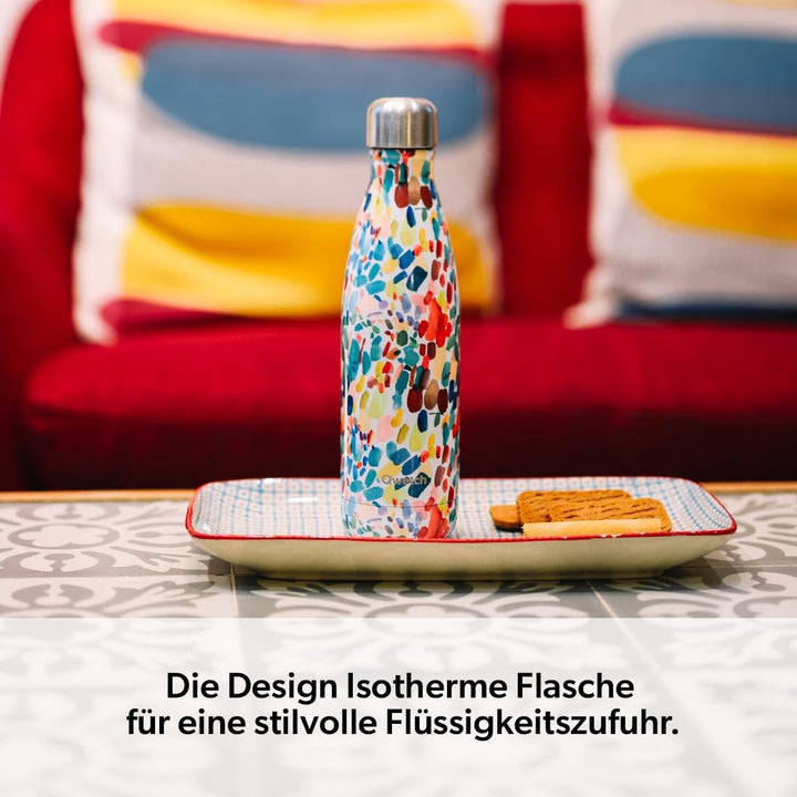 QWETCH - Isothermische Originals Flasche - Graphite Khaki/Schwarz 500ml - Nomadische Edelstahlflasch