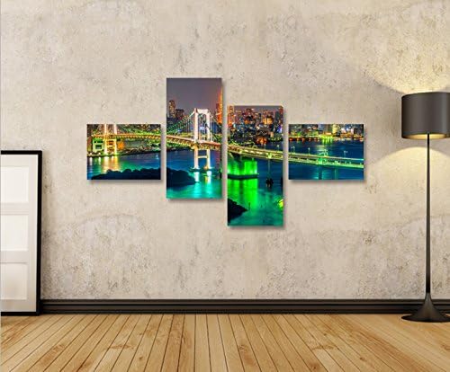 islandburner Bild Bilder auf Leinwand Tokyo V2 Japan Skyline 4L XXL Poster Leinwandbild Wandbild Dek