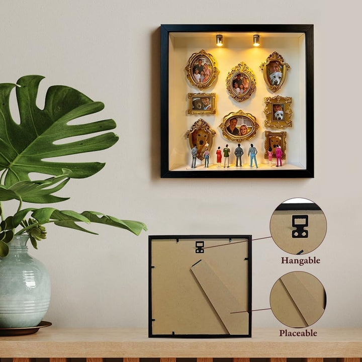 DIY Mini Museum Silhouette Box, Mini Figuren Menschen Museum mit lichtern, Kreatives Erinnerungsdisp