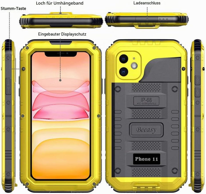 Beeasy Hülle Kompatibel mit iPhone 11, Wasserdicht Stossfest Outdoor Handy Case Militärstandard Schu
