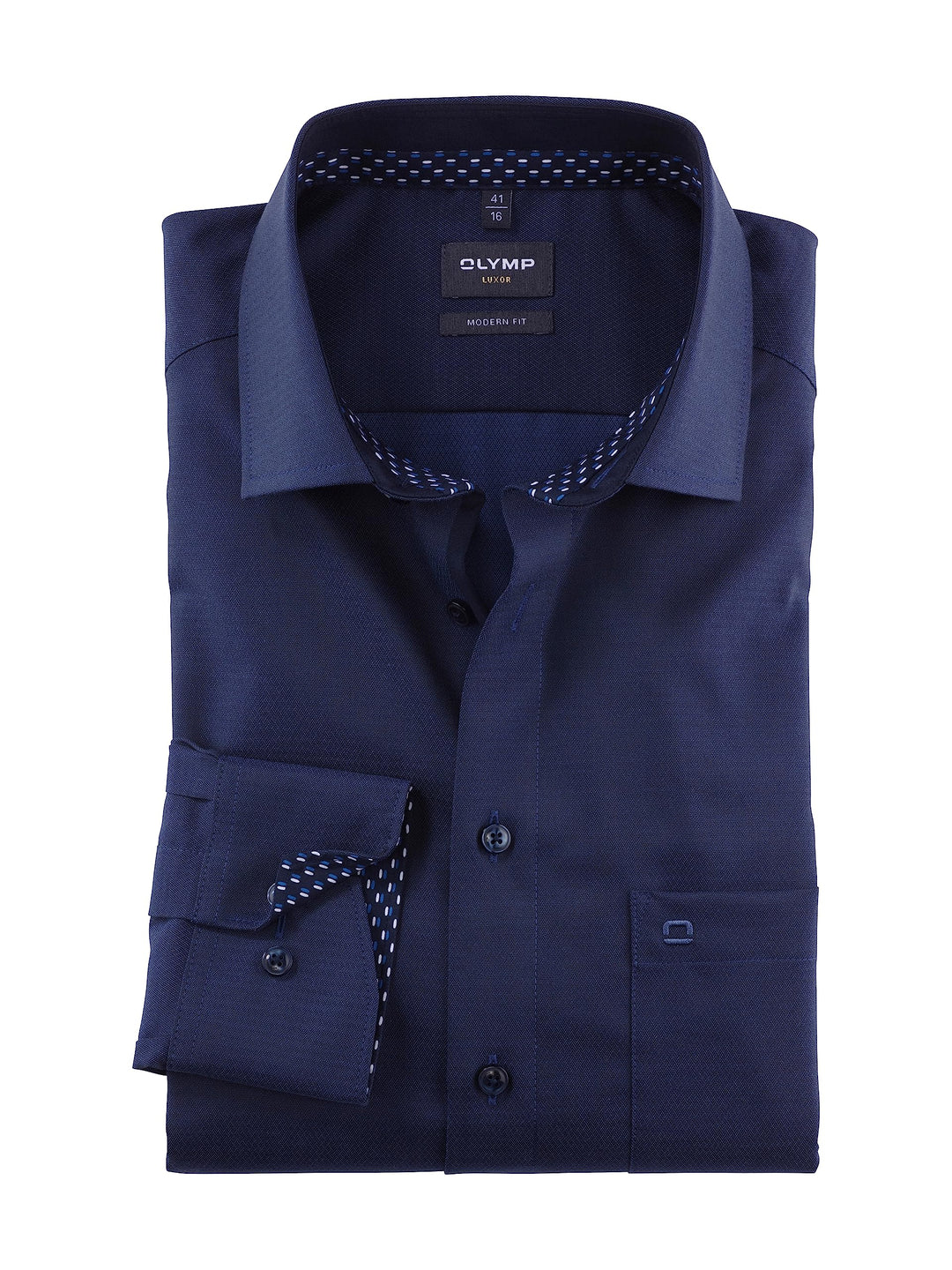 OLYMP Herren Businesshemd Langarm Luxor,Einfarbig,modern fit,Global Kent 37 Nachtblau 14, 37 Nachtbl
