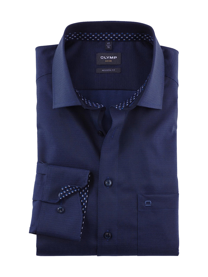 OLYMP Herren Businesshemd Langarm Luxor,Einfarbig,modern fit,Global Kent 37 Nachtblau 14, 37 Nachtbl
