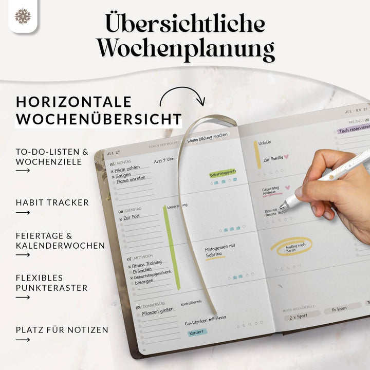 Lebenskompass® "LICHTUNG" Buchkalender 2027 A5 - Terminplaner Wochenplaner, Lichtung