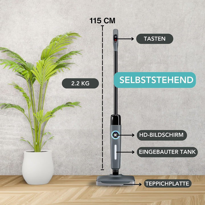 Achaté Dampfreiniger - Steam cleaner fur fliesen, teppich und laminat - Steam mop fur hygienische Bo