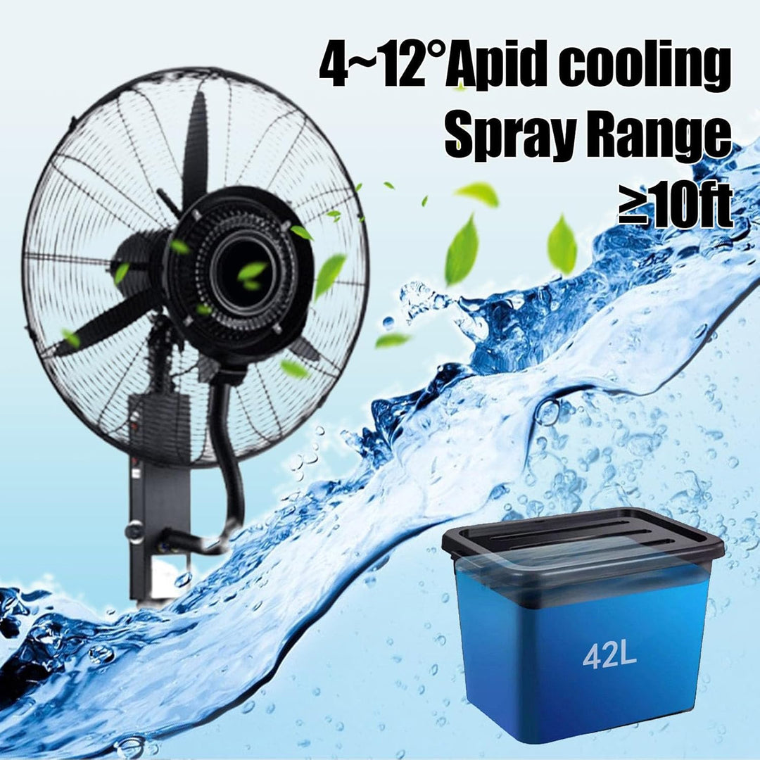 42 L Haushaltsgeräte Ventilator mit Wasser: Profi-Aussen-Standventilator mit Sprühnebelfunktion, 90°