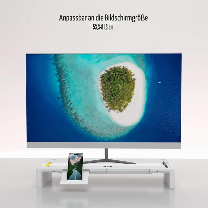 OImaster Monitorständer Riser, klappbar, höhenverstellbarer Computerständer mit Schublade & Stiftefa