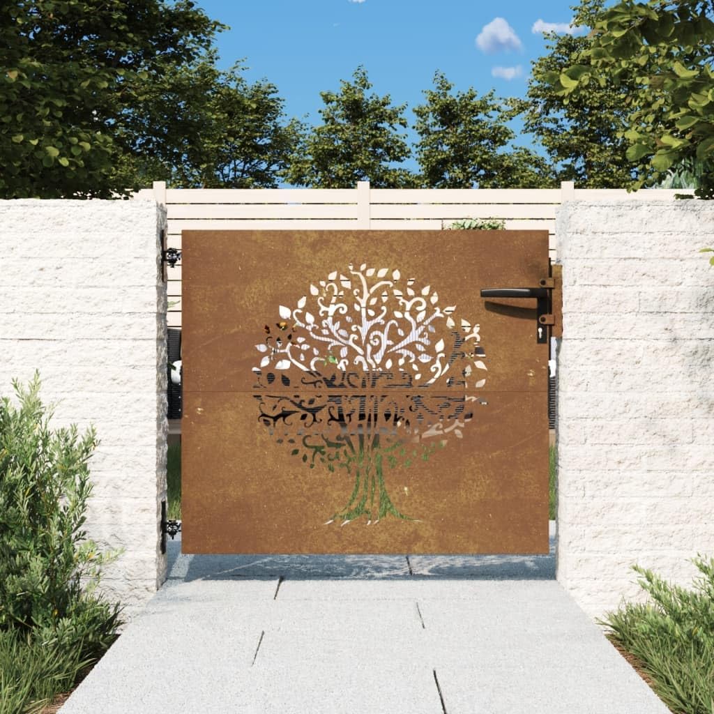 vidaXL Gartentor, Gartentür mit Bambus-Design, Abschliessbar Hoftor Eingangstor für Garten Terrasse,