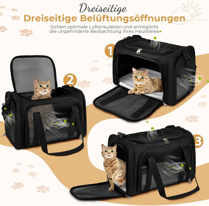 Lohofrnny Transporttasche Katze, Transportbox für Katze Hund, Katzentransporttasche, Faltbare Hausti