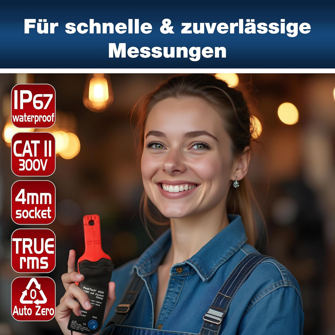 PeakTech P 4250 4250 - Stromzangen-Adapter für Multimeter bis zu 60 in AC/DC mit 4 mm Steckern, Null