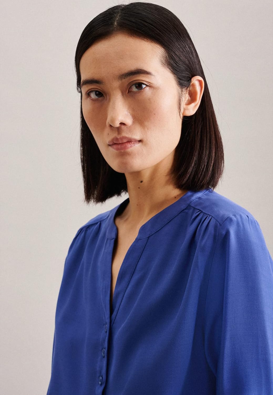 Seidensticker Damen Regular Fit Langarm Bluse 34 Dunkelblau, 34 Dunkelblau