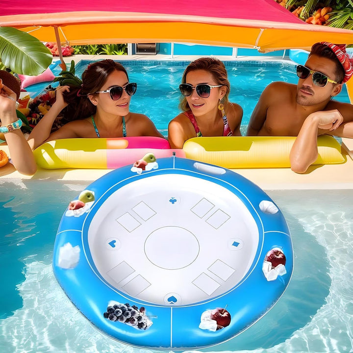 Generisch Schwimmender Spieltisch Für Pool | Aufblasbarer Kartenspieltisch Mit Getränkehalter - Inkl