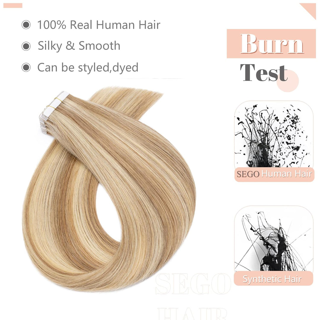 SEGO Echthaar Tape in Extensions Haarverlängerung Invisible Seamless Haarteile Skin Weft Menschenhaa