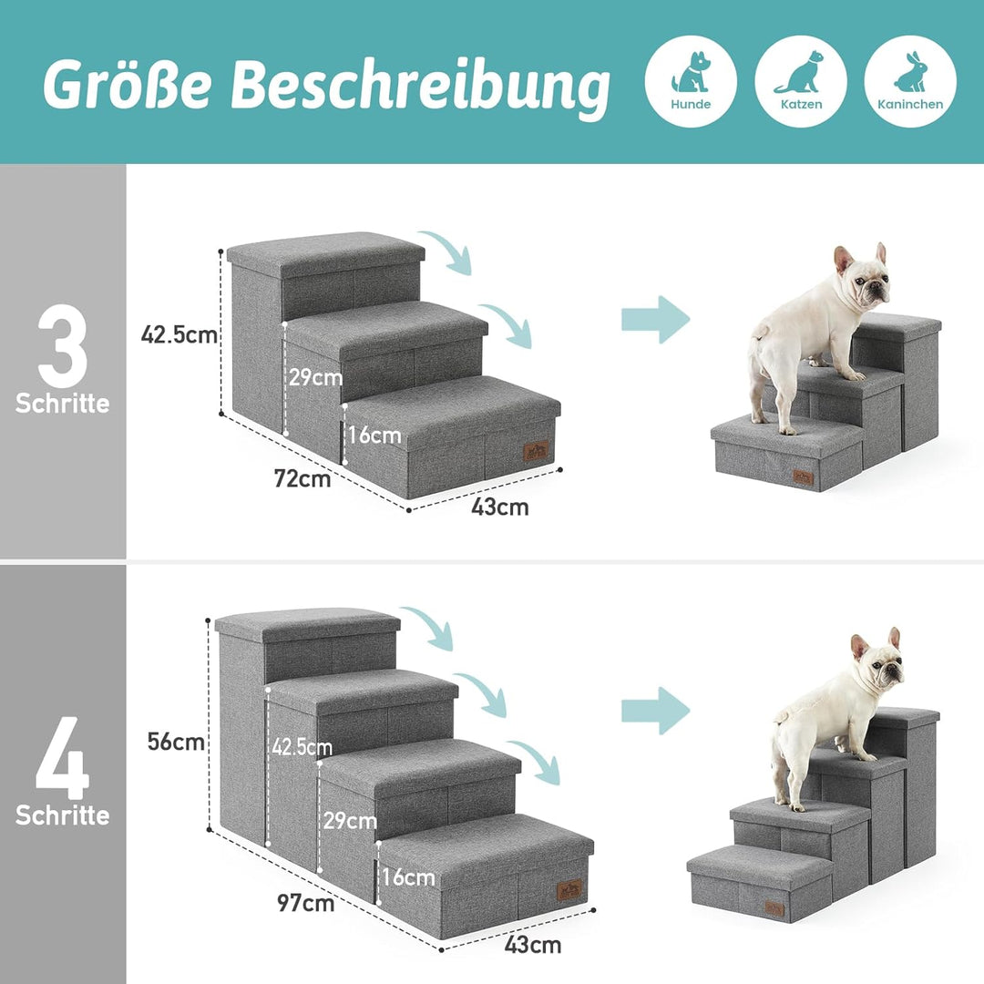 COZY KISS Hundetreppe für Kleine Hunde mit Stauraum, Breite Haustiertreppe Faltbare für Bett und Cou
