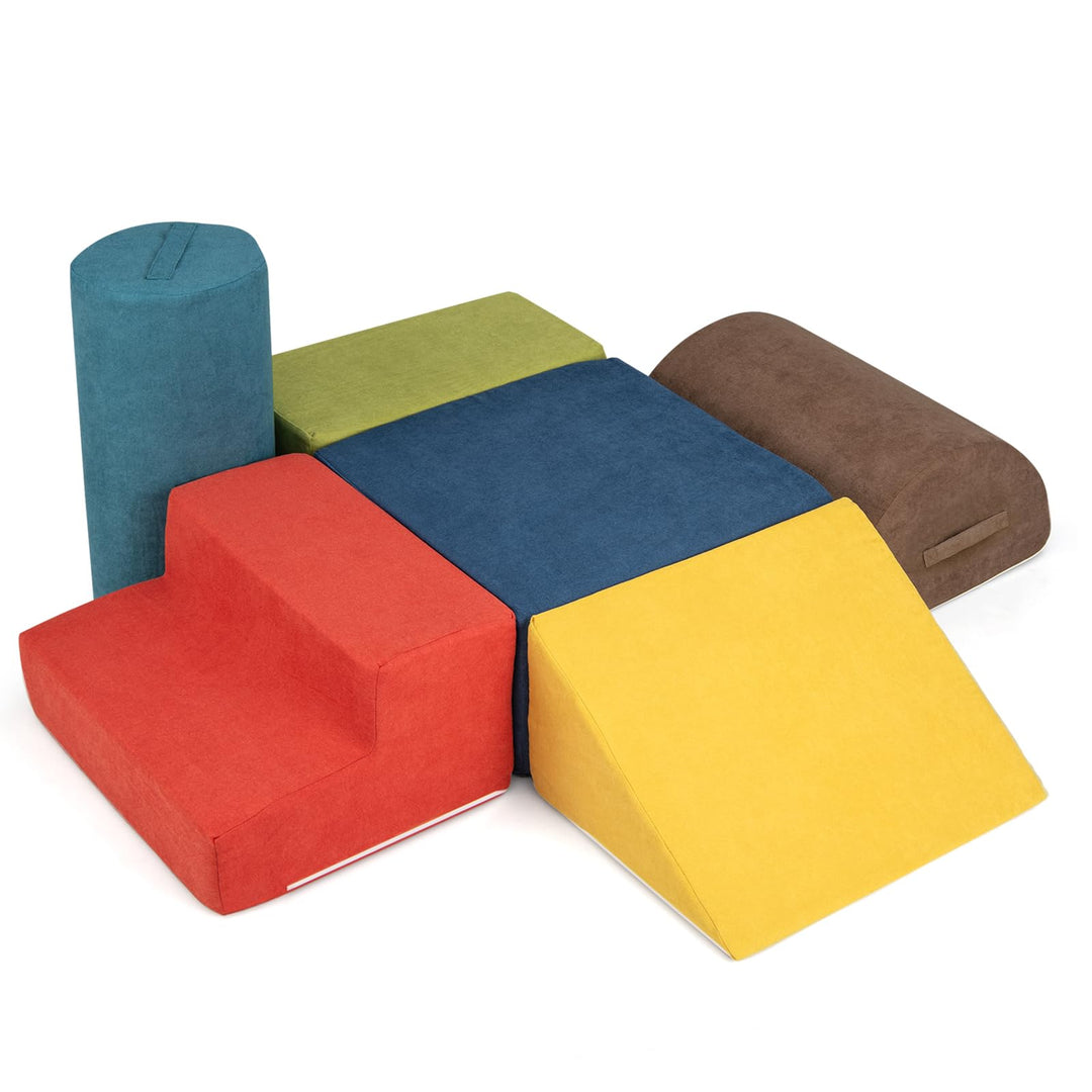 COSTWAY 6-TLG. Softbausteine, Schaumstoffbausteine zum Klettern und Krabbeln für Babys & Kleinkinder