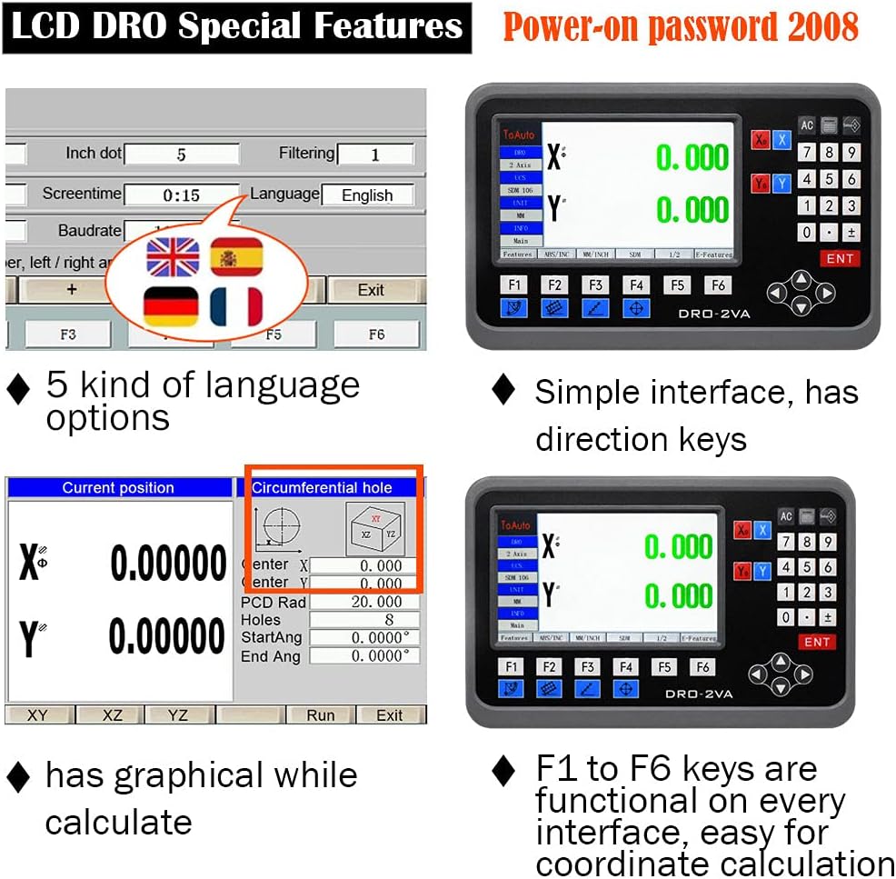 3 Achsen Digitalanzeige-kit mit Linear Massstab Glasmassstab 150mm+250mm+300mm Linearmassstab, DRO 3